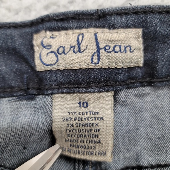 Earl Jeans Jeans Womens 10 Blue Denim‎ Cheetah Print Pockets Casual Straight Leg - Picture 8 of 11